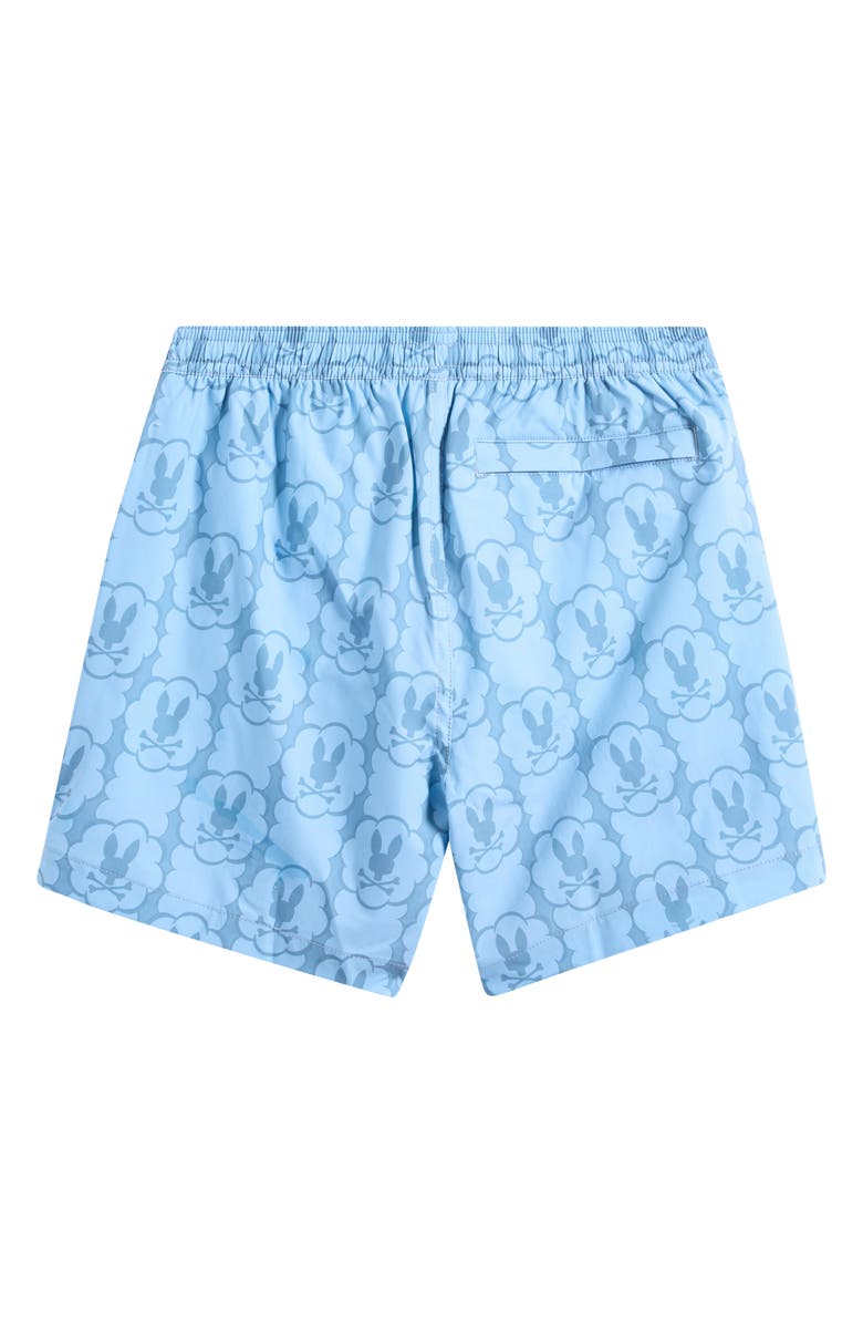 Psycho Bunny Kids' Toby Bunny Print Swim Trunks, Alternate, color, Glacier Lake