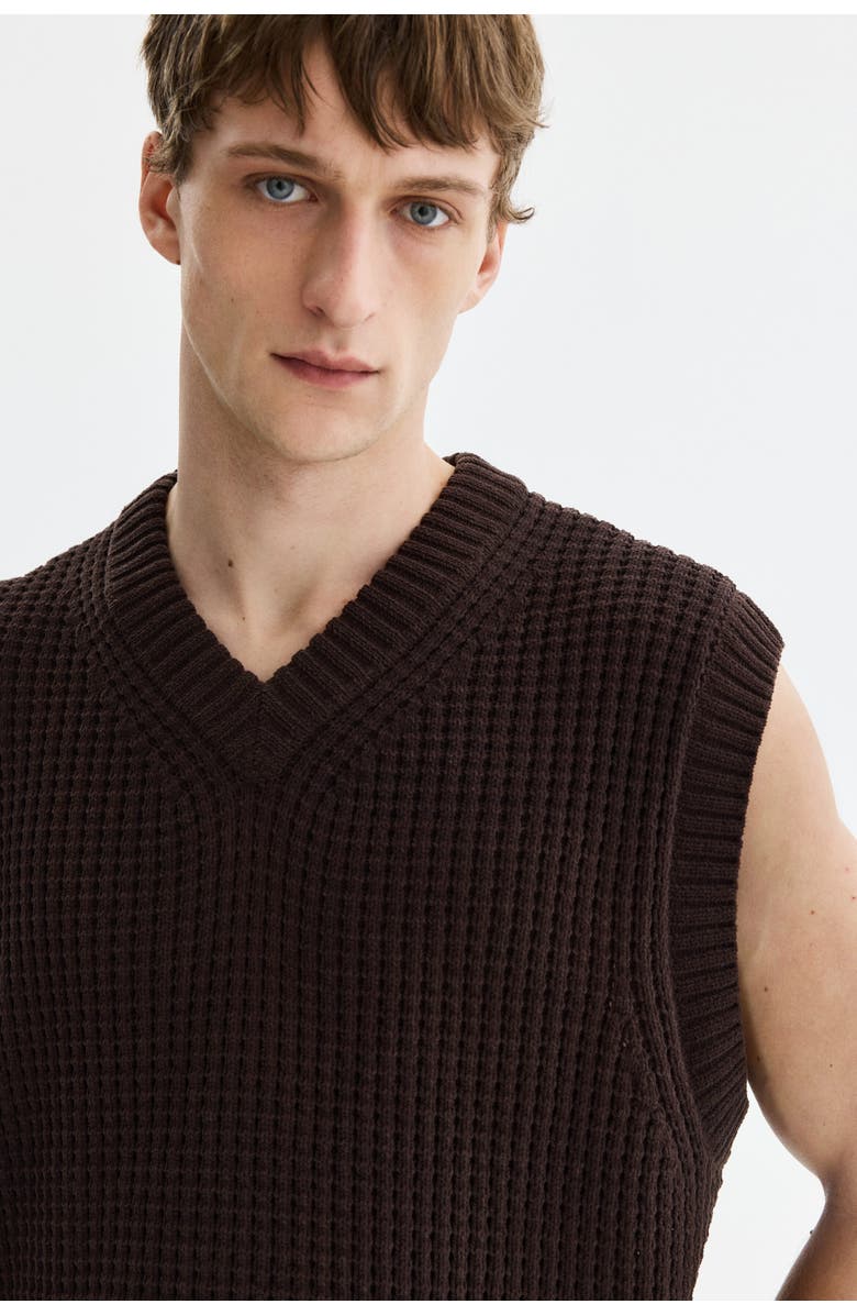 H&M Regular Fit Sweater Vest, Alternate, color, Dark Brown