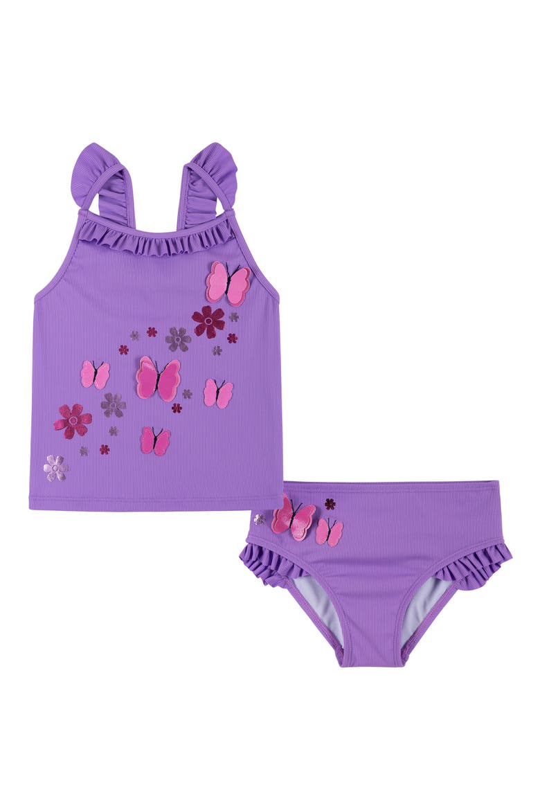 Kids' Appliqué Ruffle Two-Piece Swimsuit, Main, color, PURPLE
