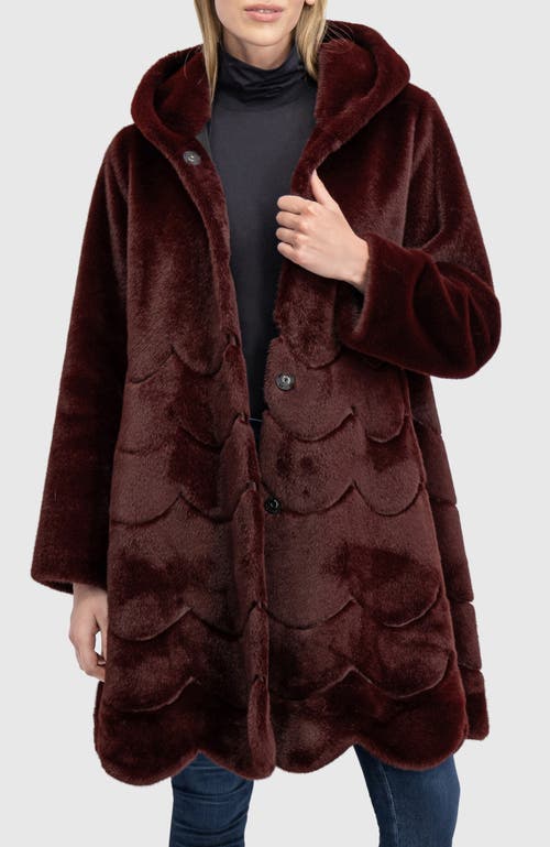 Lyla Grant Fur-free Mink (faux Fur) Reversible Coat, Hood In Burgundy