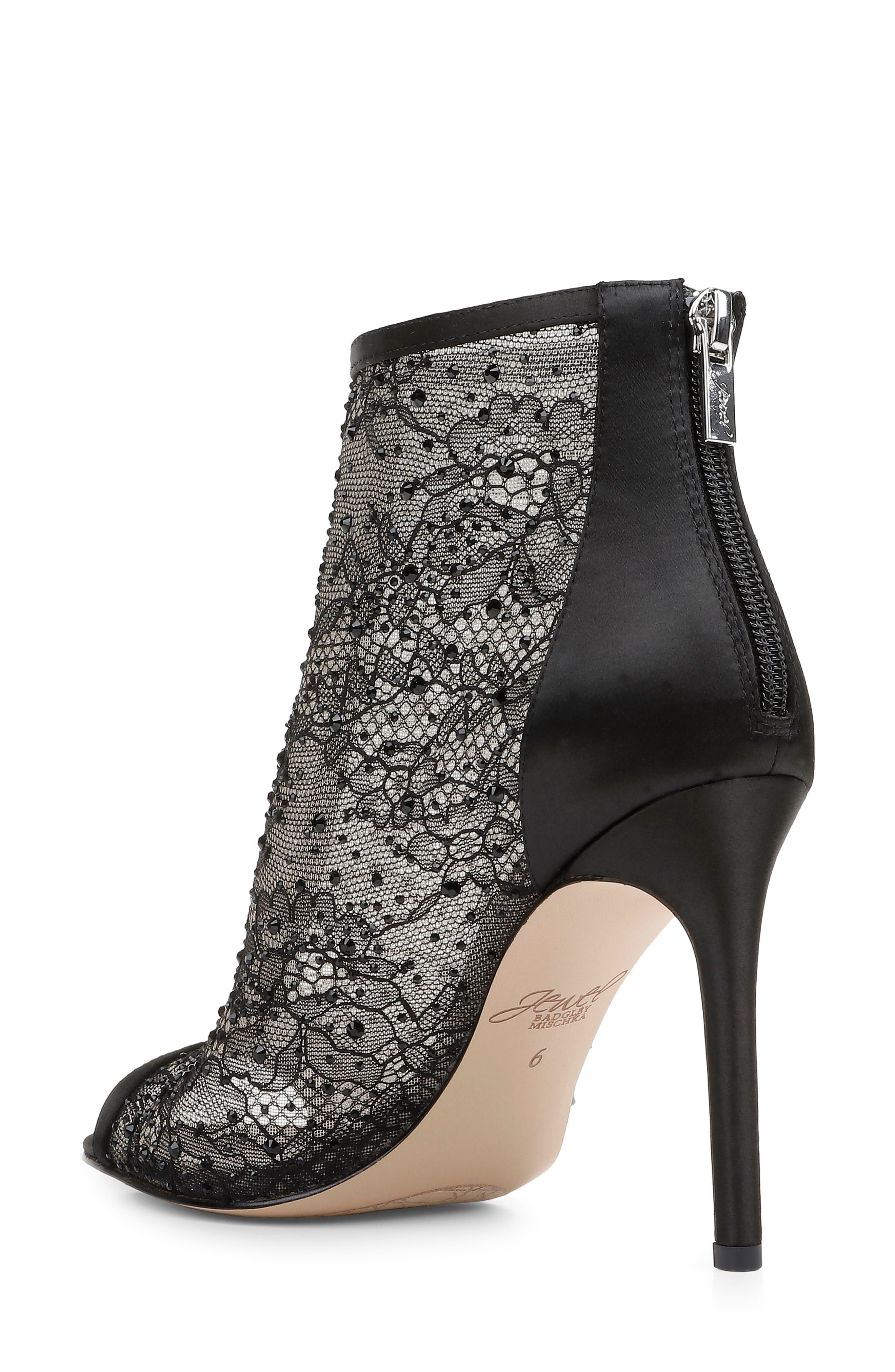 Jewel Badgley Mischka Jewel Crystal Embellished Lace Bootie, Alternate, color, 