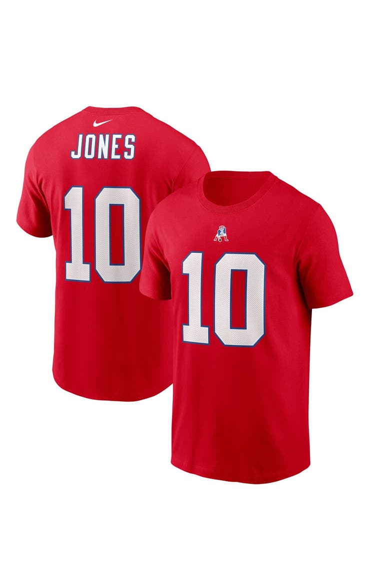 Men's Nike Mac Jones Red New England Patriots Alternate Player Name & Number T-Shirt, Main, color, Red