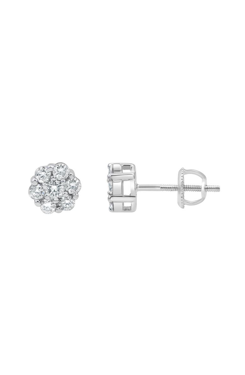 LuvMyJewelry Meadow 0.5 Ct TW Lab Grown Diamond Cluster Studs 14K Gold Earrings, Alternate, color, 14K White Gold