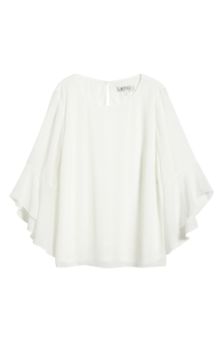 KASPER Ruffle Sleeve Top, Alternate, color, 