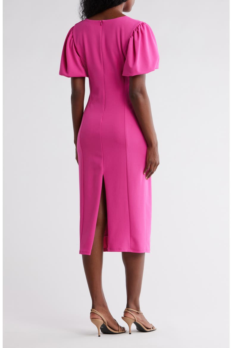 Puff Sleeve Scuba Knit Dress, Alternate, color, FUCHSIA