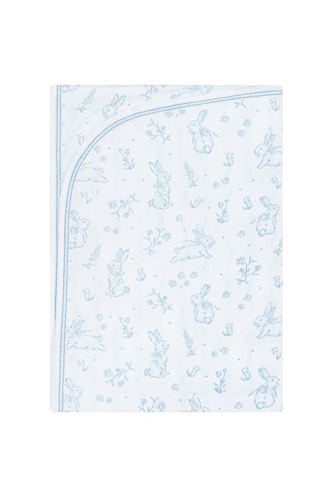 Blue Bunny Toile Blanket - Baby
