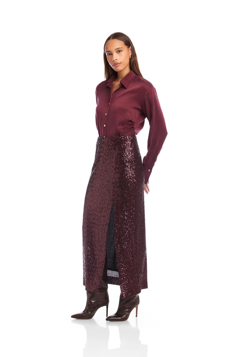 Cora Sequin Midi Skirt, Alternate, color, EGGPLANT