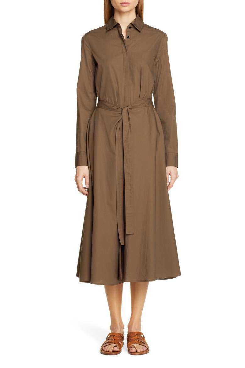 Apron Wrap Cotton Shirtdress, Main, color, LODEN