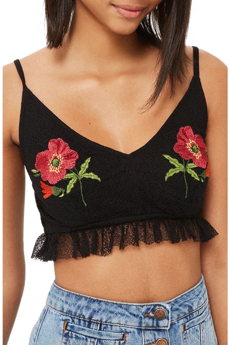 Floral Lace Bralet, Main, color, BLACK MULTI