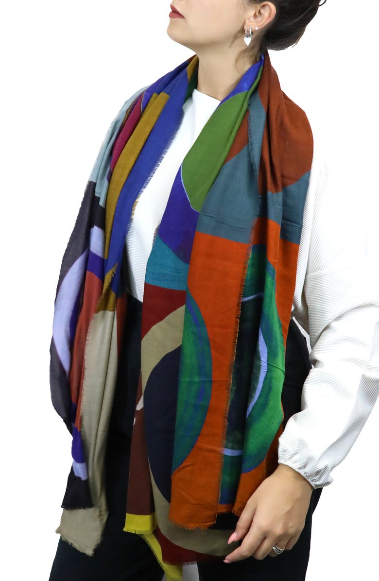 Nicoletta Rosi Reversible Print Fringe Scarf, Main, color,