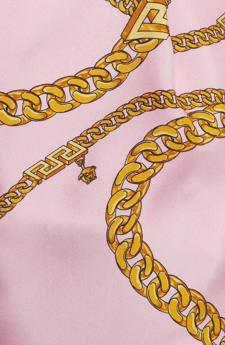 Versace Chain Print Silk Twill Shorts, Alternate, color,