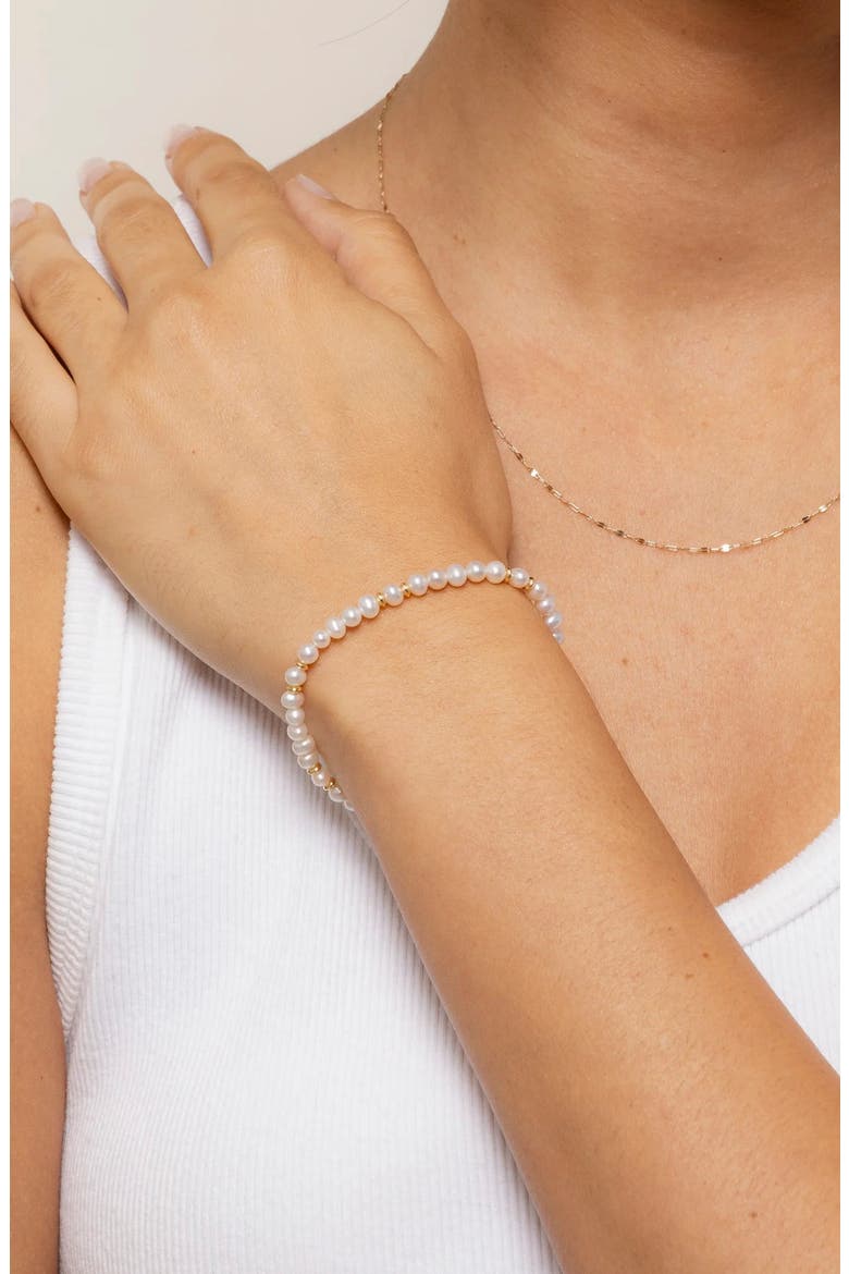 Bette Natural Pearl Stretch Bracelet, Alternate, color, GOLD/ PEARL