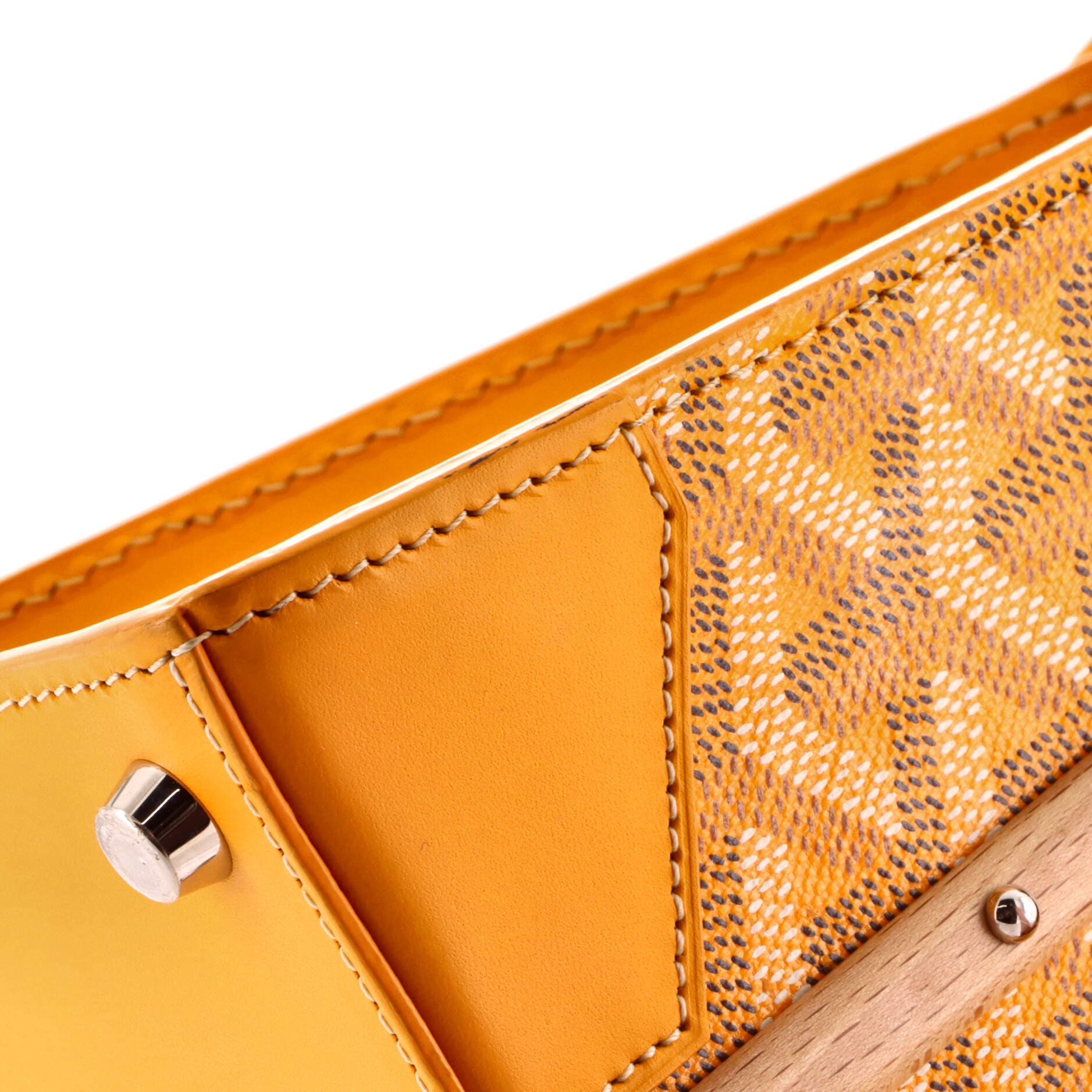 Structured Saigon Top Handle Bag Coated Canvas with Leather Mini, Alternate, color, Yellow