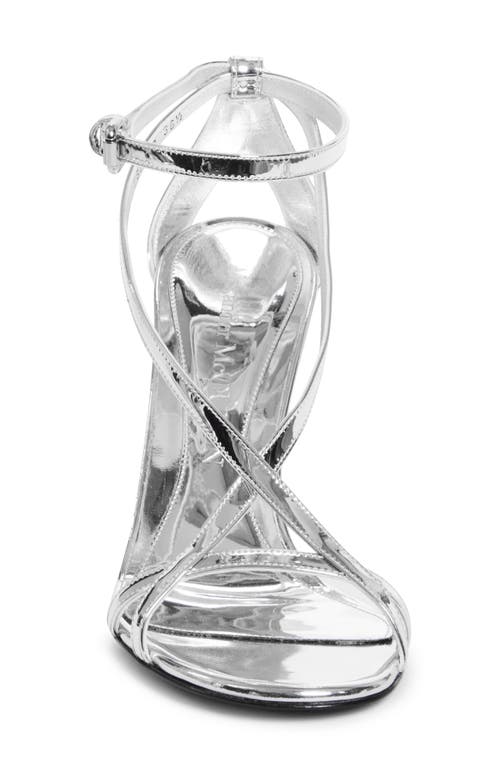 Alexander Mcqueen Twisted Armadillo 95mm Patent Sandals In Silver