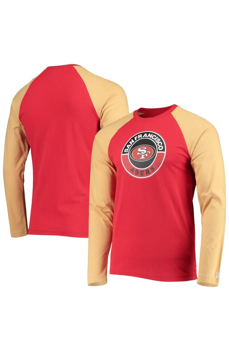 New Era Men's New Era Scarlet/Gold San Francisco 49ers League Raglan Long Sleeve T-Shirt, Main, color, 