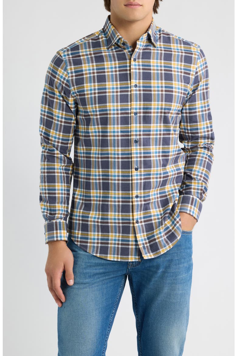 Lakeridge Plaid Button Down Shirt, Main, color, NAVY