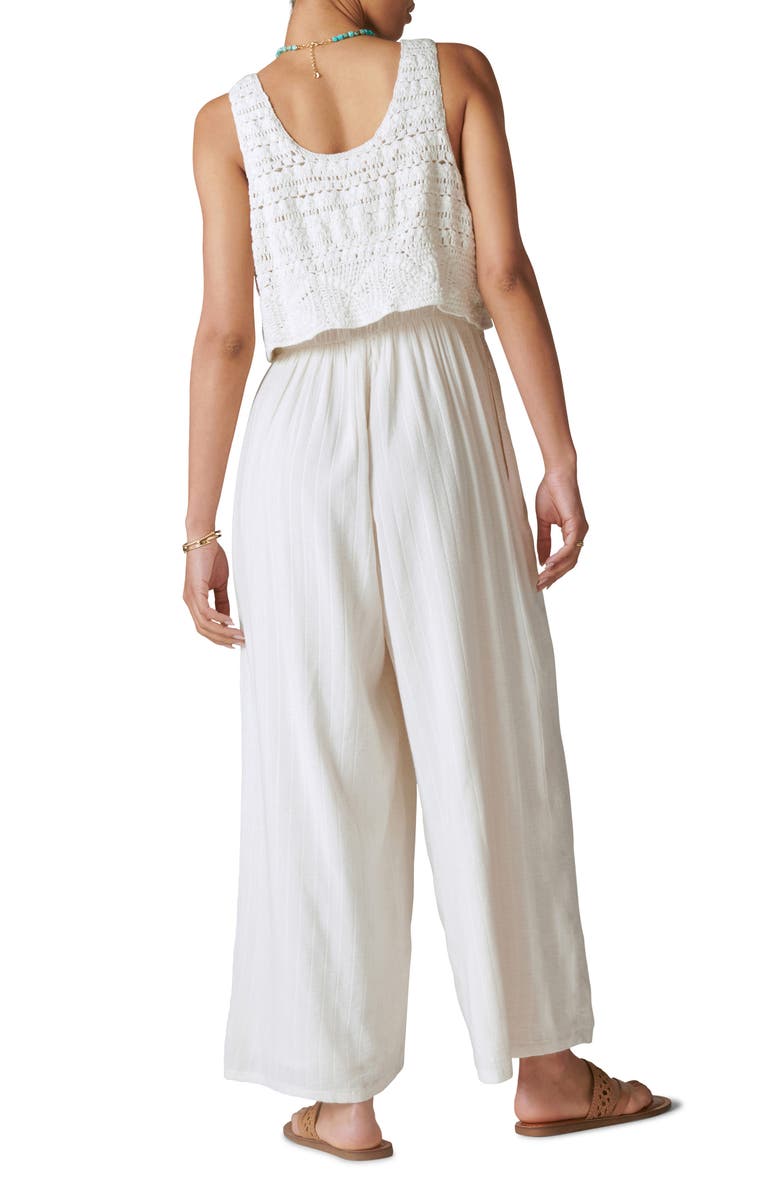 Lucky Brand Crochet Wide Leg Cotton & Linen Jumpsuit, Alternate, color, 