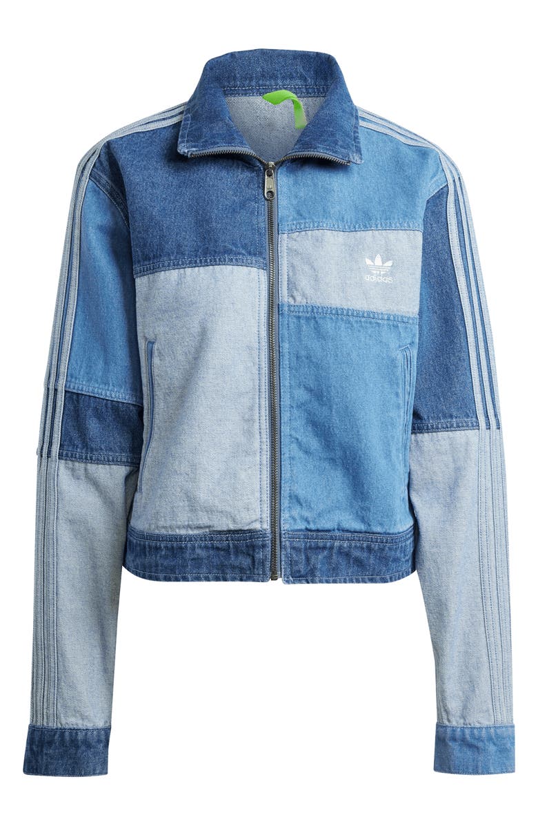 adidas Patchwork Denim Track Jacket, Alternate, color,