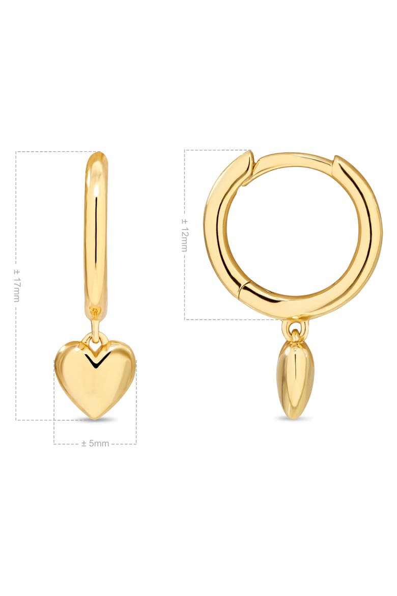 Heart Hoop Earrings in Gold Plated Sterling Silver, Alternate, color, Yellow Gold