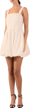 Endless Rose Square Neck Bubble Hem Cotton Minidress