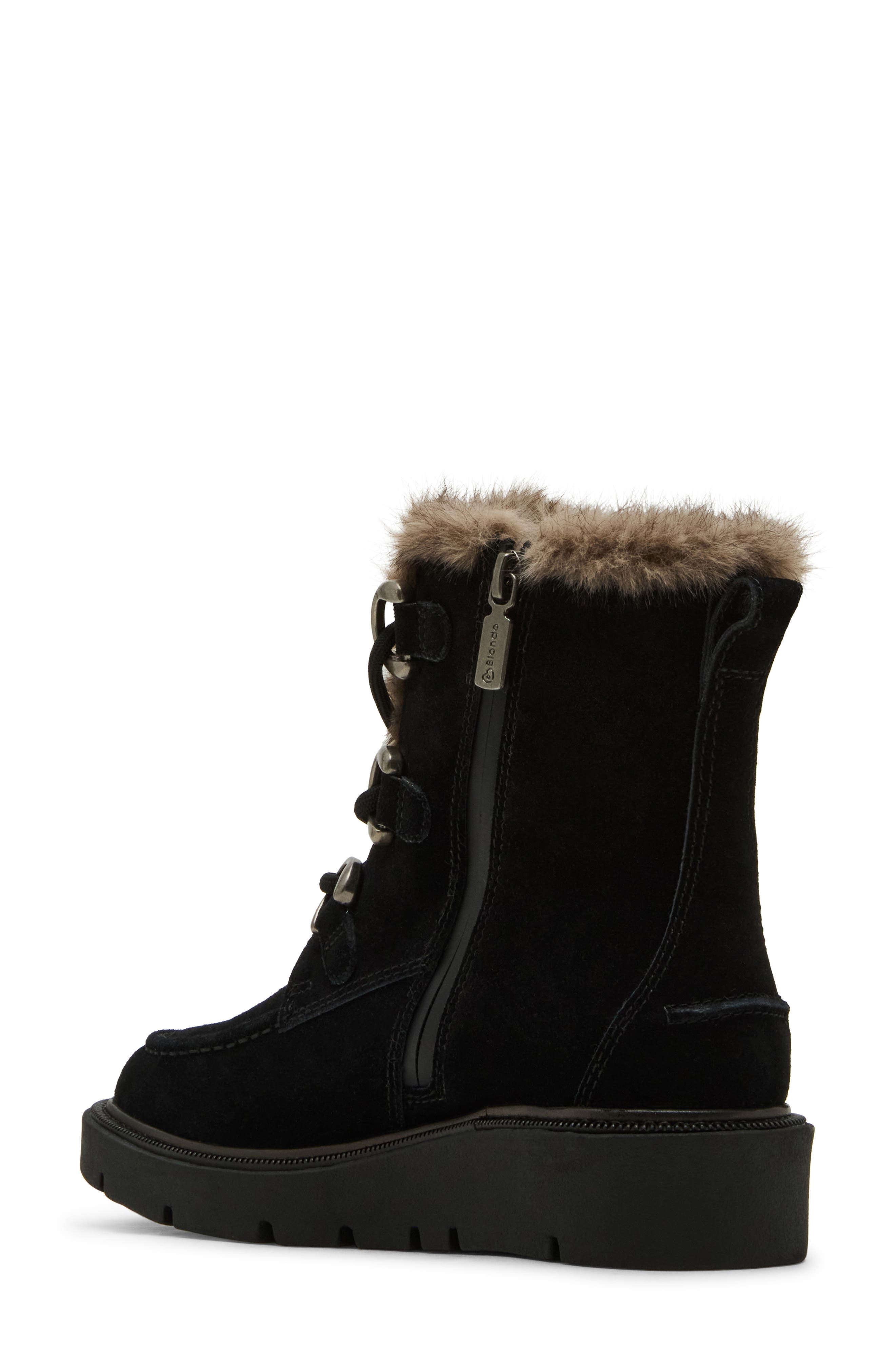 Blondo Monday Waterproof Lace-Up Boot, Alternate, color, Black Suede