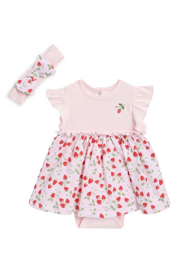 Little Me Strawberry Bodysuit Dress & Headband Set