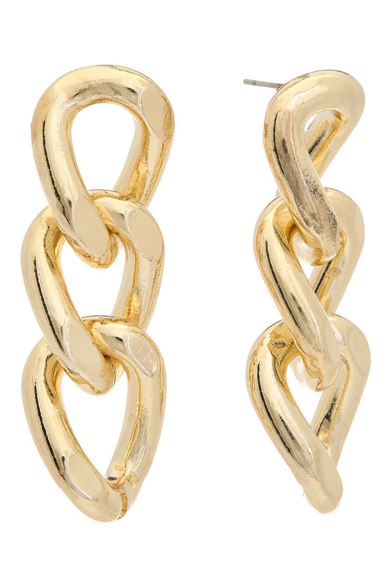Curb Chain Drop Earrings, Main, color, YELLOW