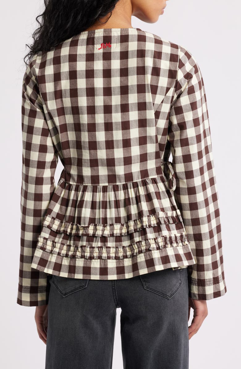 Damson Madder Madison Gingham Long Sleeve Organic Cotton Top, Alternate, color, Butter/ Brown