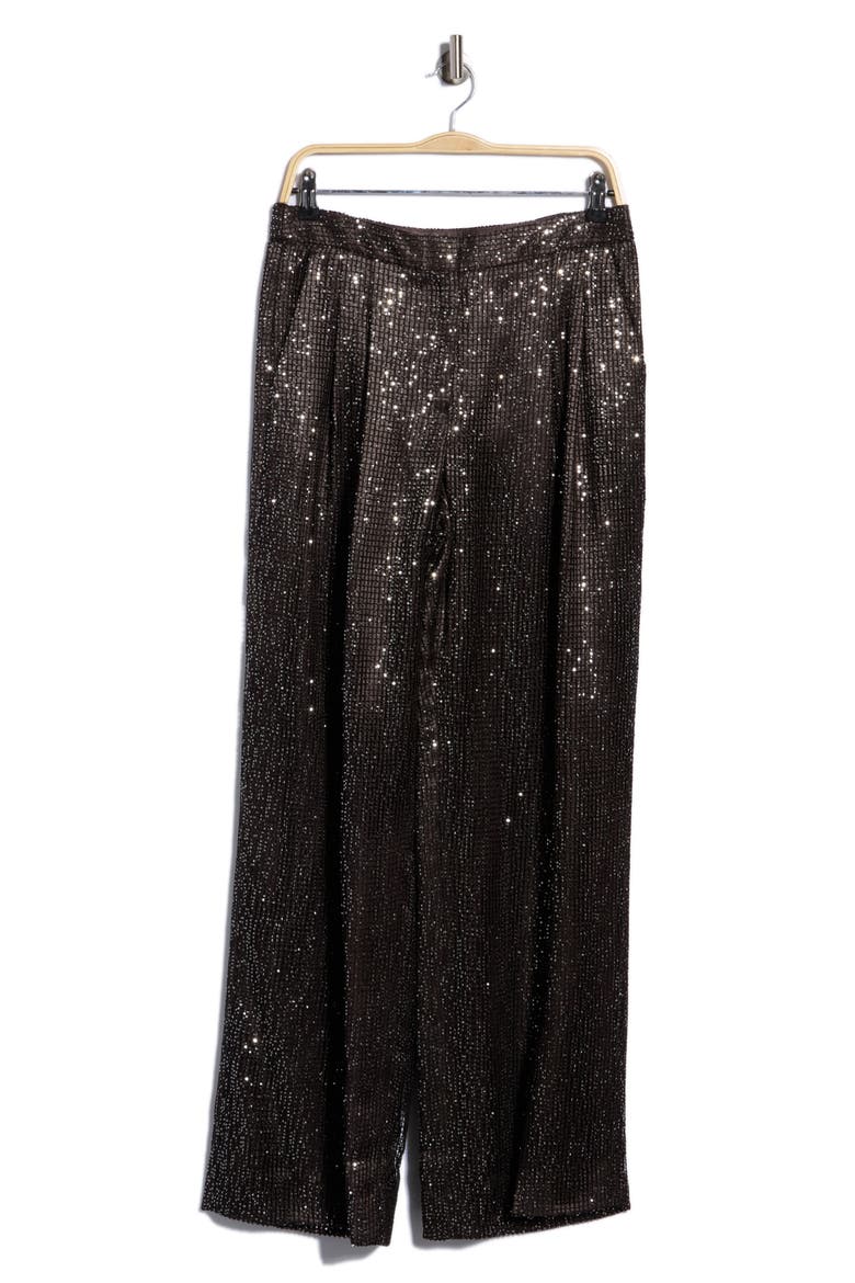 Sulli Sequin Wide Leg Pants, Main, color, DARK CHOCOLATE / SILVER