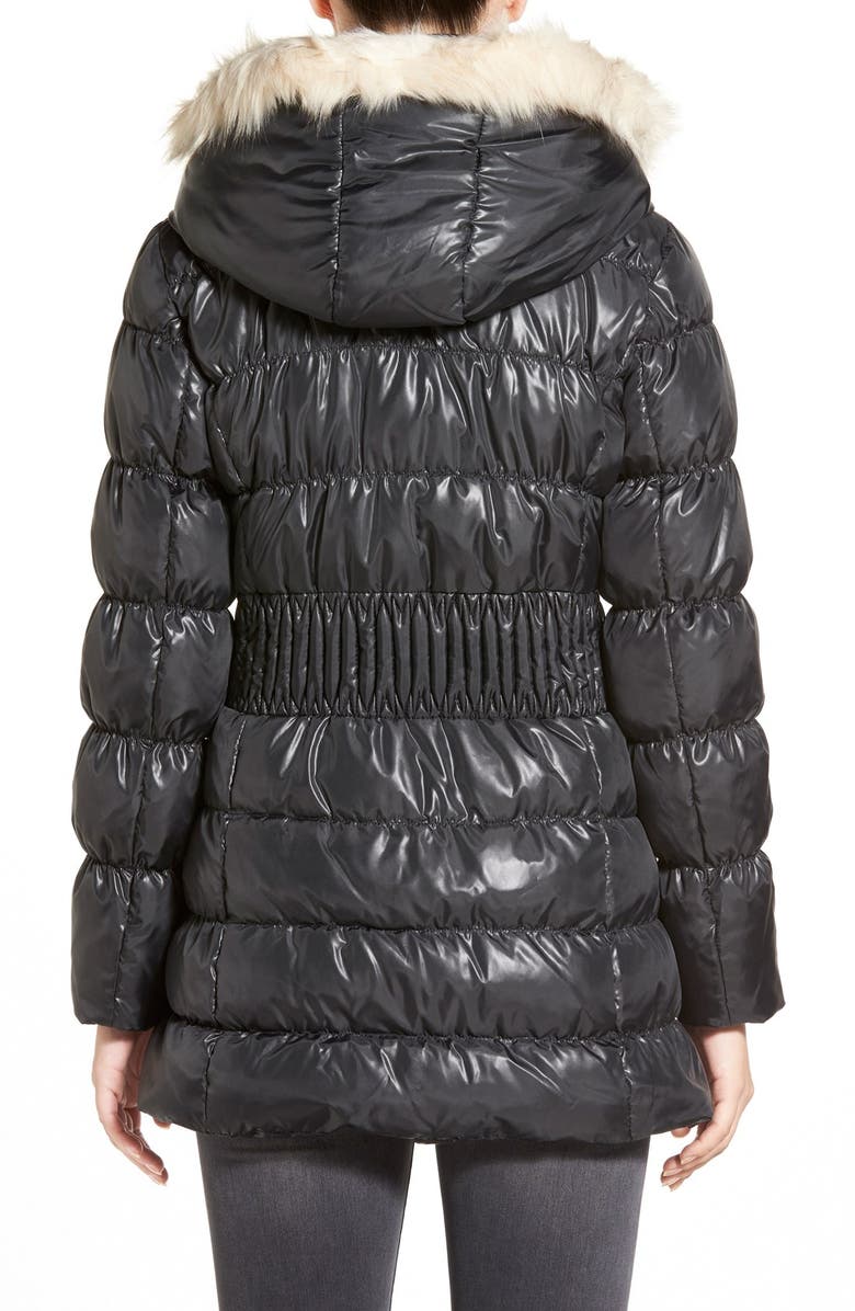 Via Spiga Hooded Down & Feather Fill Coat with Faux Fur Trim, Alternate, color,