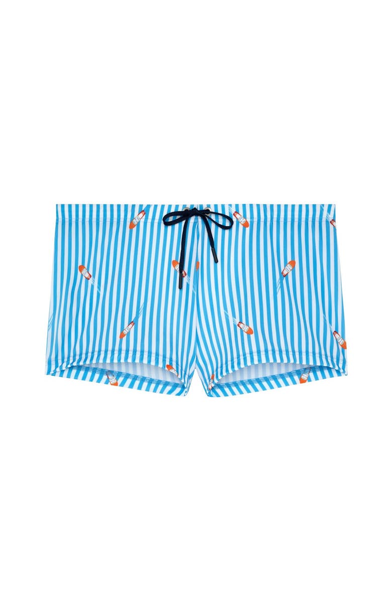 HOM Viareggio Swim Shorts, Main, color, Blue And White Stripes