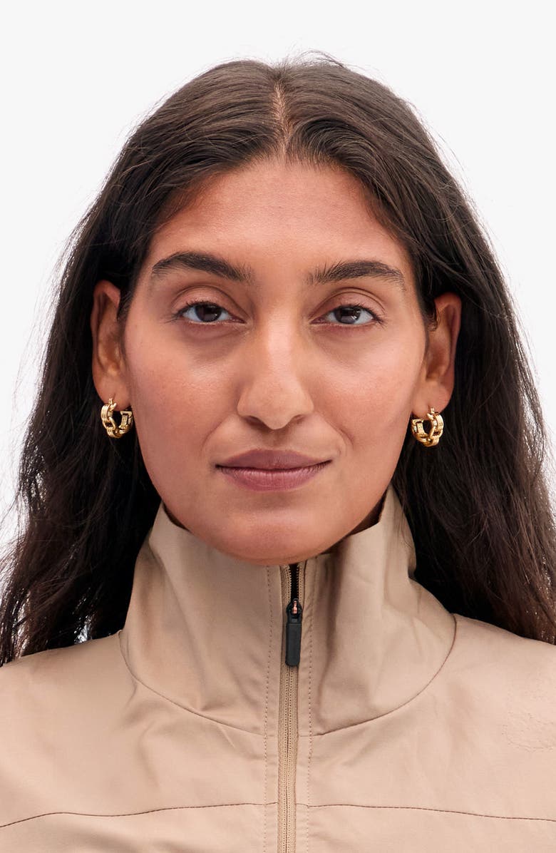 Clare V. Le Story Chain Hoop Earrings, Alternate, color, Vintage Gold