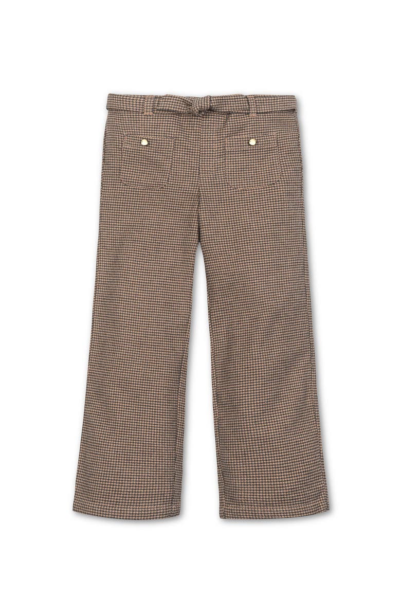 Hope & Henry Kids' Organic Brushed Cotton Wide Leg Dress Pant, Main, color, Camel Houndstooth