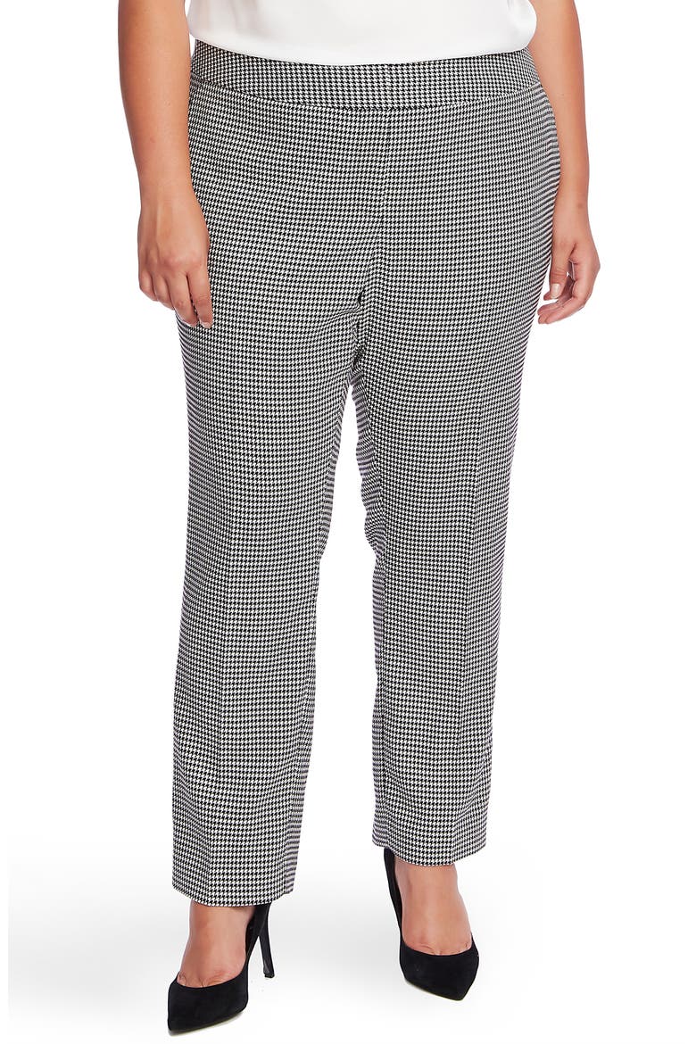 Houndstooth Ankle Pants, Main, color, RICH BLACK