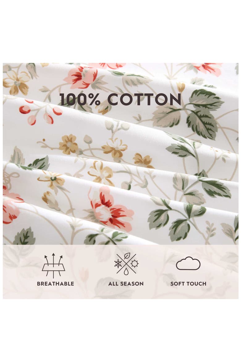 Meadow Floral 200 Thread Count Cotton Percale Sheet Set, Alternate, color, LIGHT BEIGE