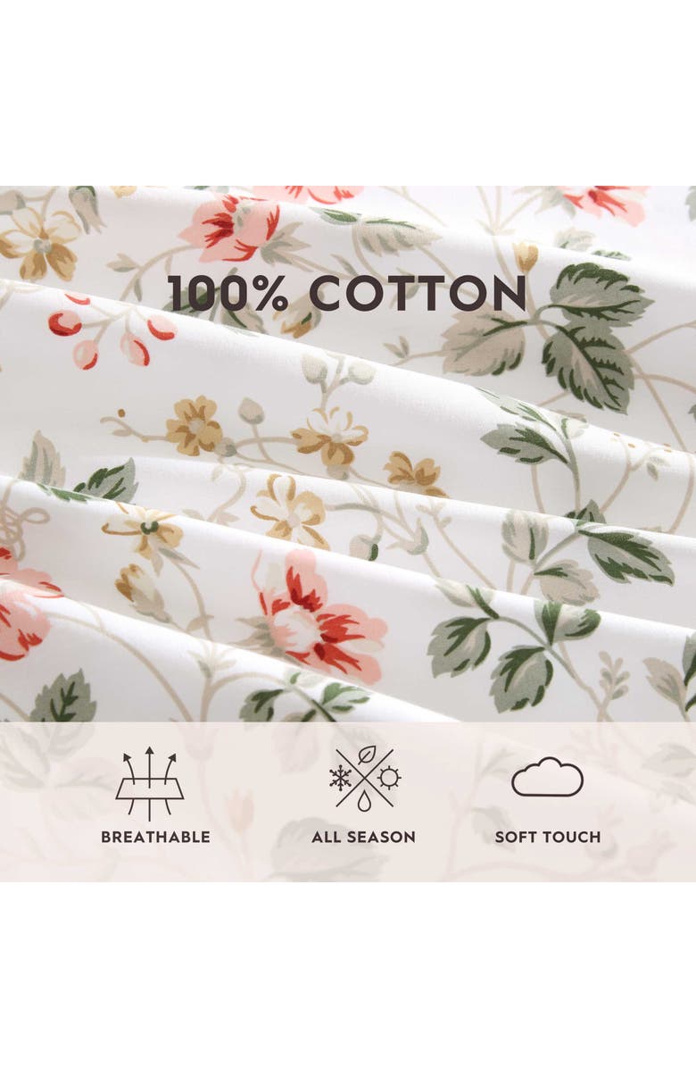 Laura Ashley Meadow Floral 200 Thread Count Cotton Percale Sheet Set, Alternate, color, Light Beige