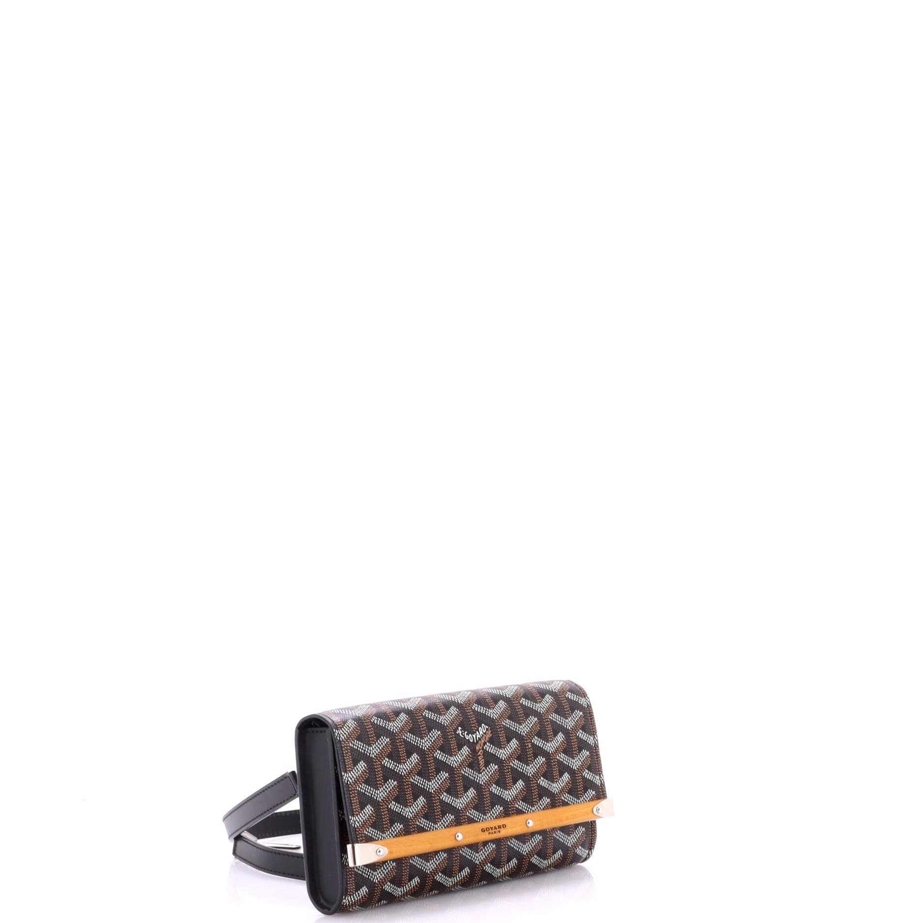 Pre-Owned Goyard Monte Carlo Clutch with Strap Coated Canvas PM, Alternate, color, Black