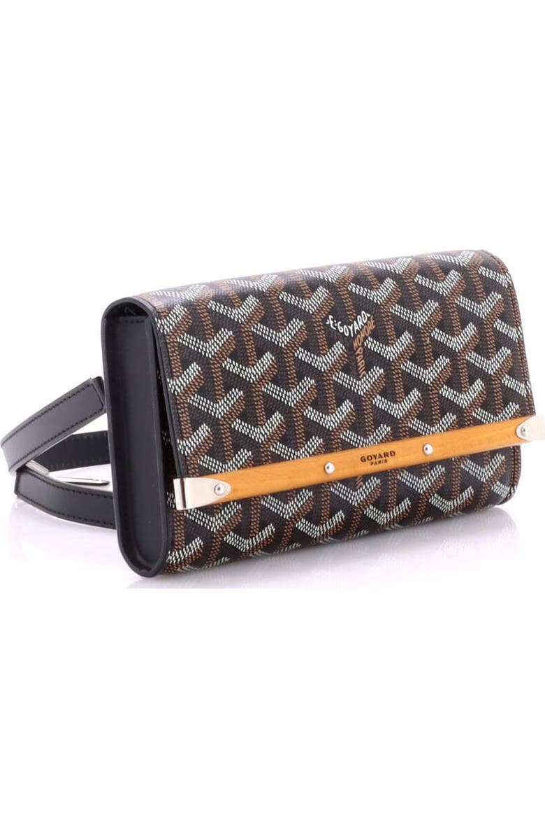 Pre-Owned Goyard Monte Carlo Clutch with Strap Coated Canvas PM, Alternate, color, Black
