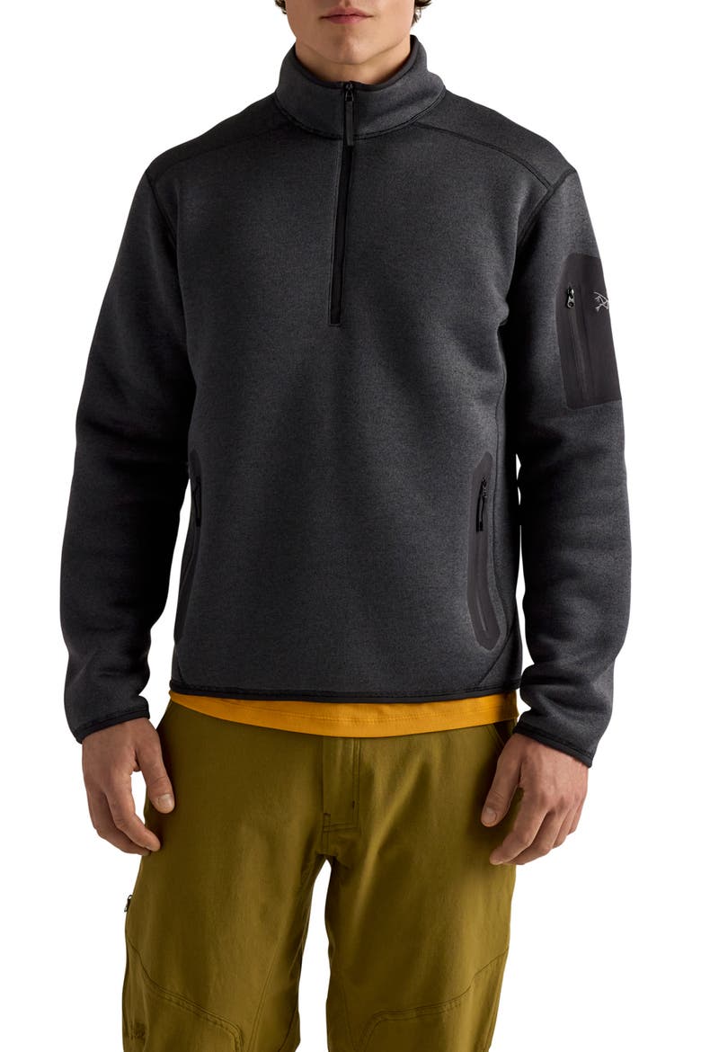 Covert Half Zip Fleece Pullover, Main, color, BLACK HEATHER
