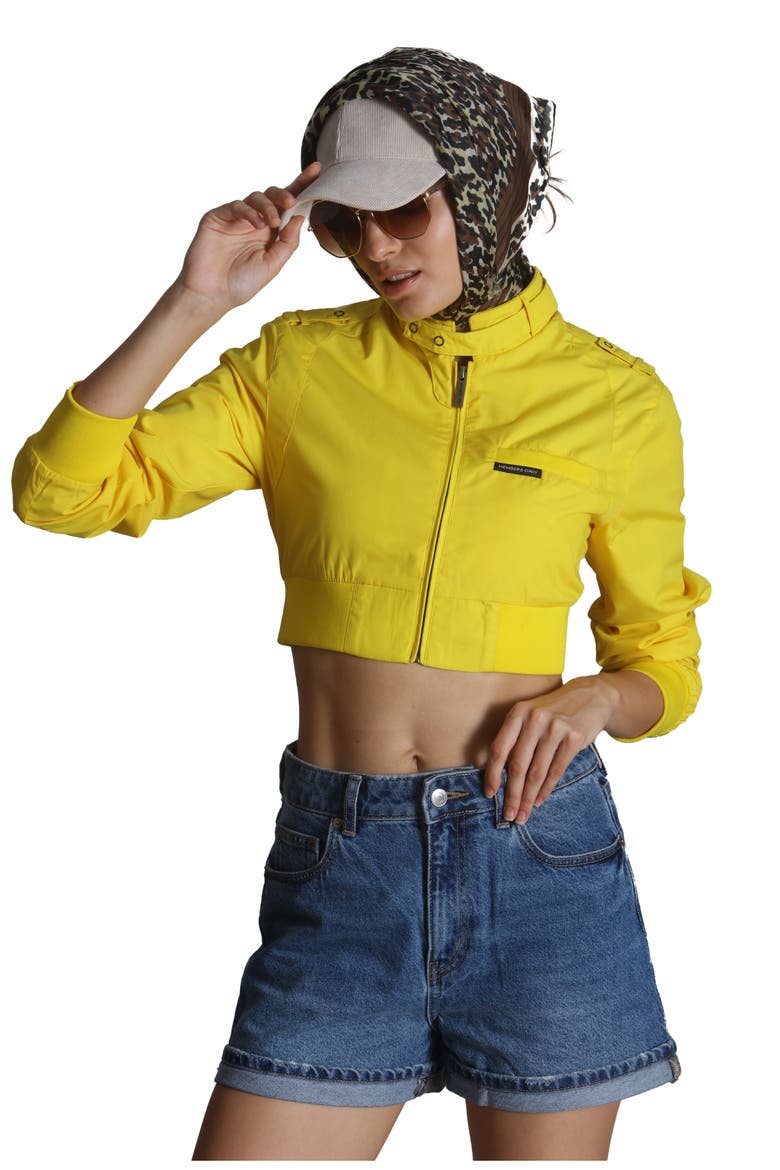 Women's Mini Cropped Racer Jacket, Alternate, color, Yellow