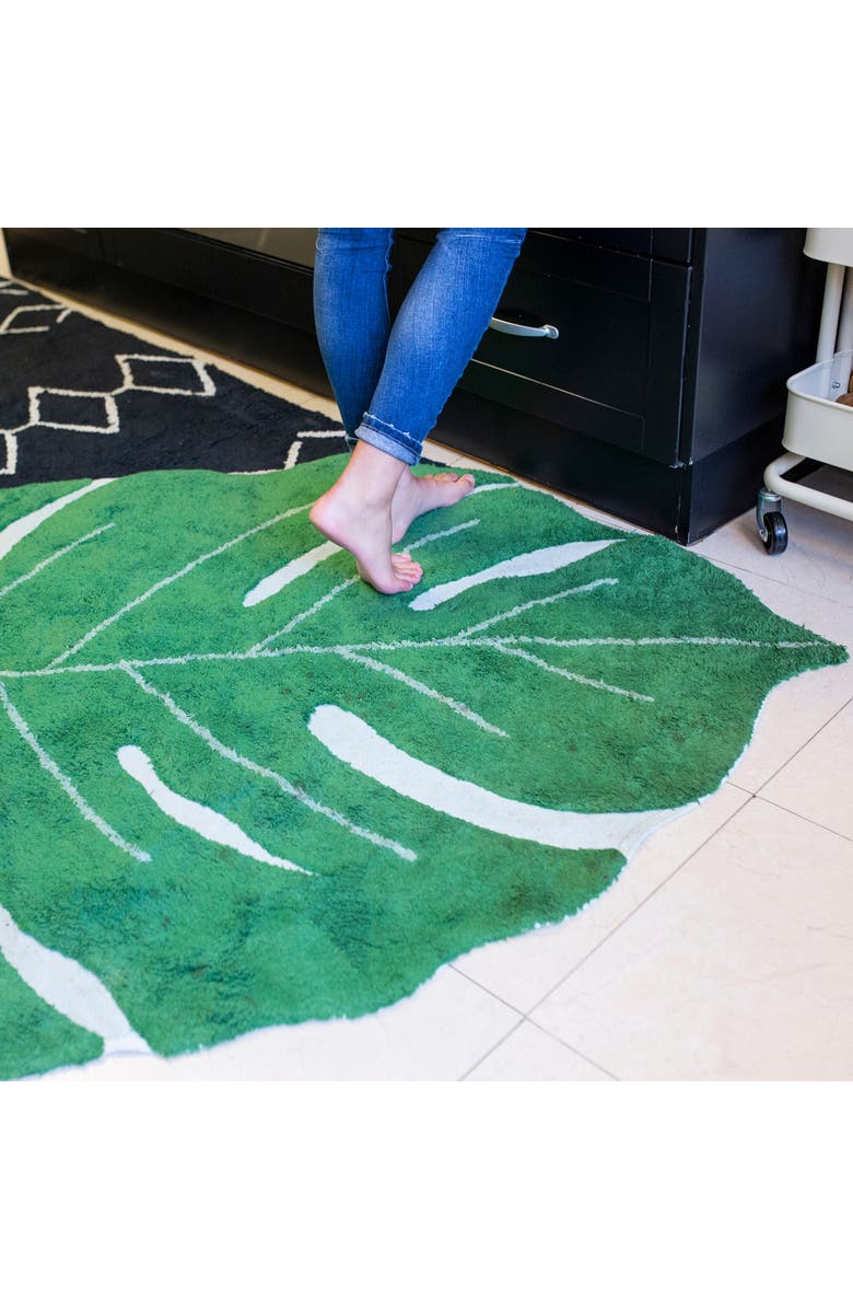 Lorena Canals Washable Rug Monstera, Alternate, color, Green