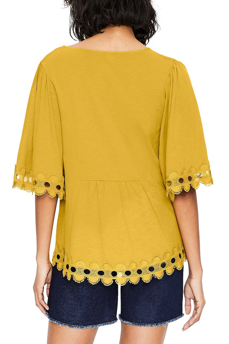 Ayla Lace Trim Top, Alternate, color, DIJON
