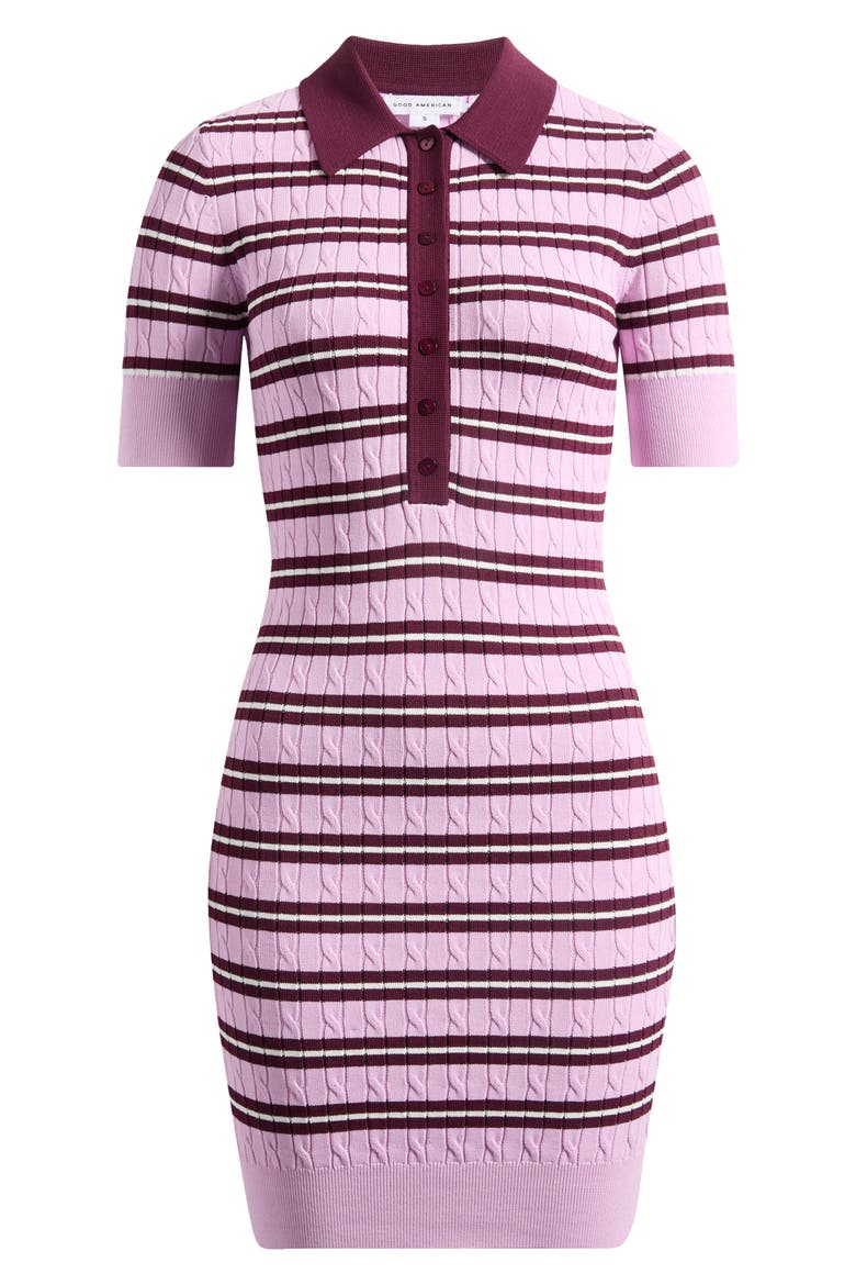 Cable Stitch Polo Sweater Dress, Alternate, color, COLLEGIATE STRIPE001