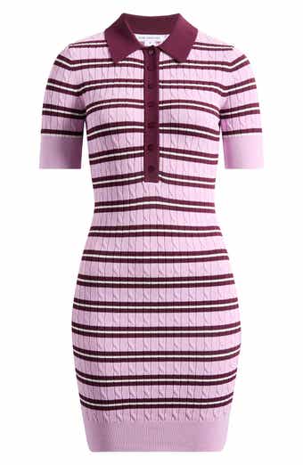 Good American Cable Stitch Polo Sweater Dress