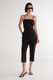 NASTY GAL Tailored Capri Square Neck Playsuit