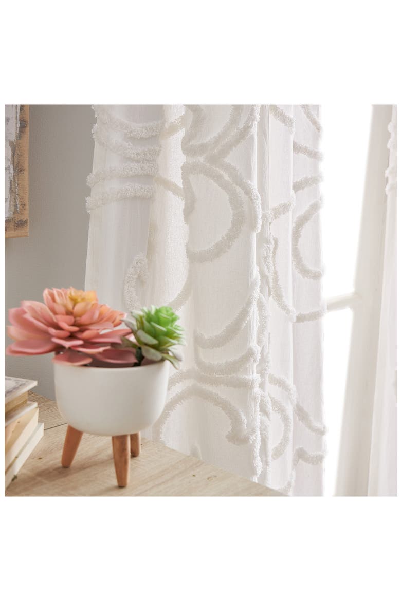 Gates Set of 2 Tufted Chenille Curtain Panels, Alternate, color, WINTER WHITE