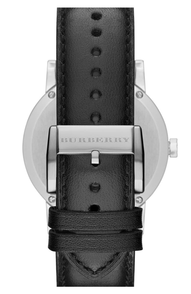 Burberry Check Stamped Round Dial Watch, 38mm, Alternate, color,