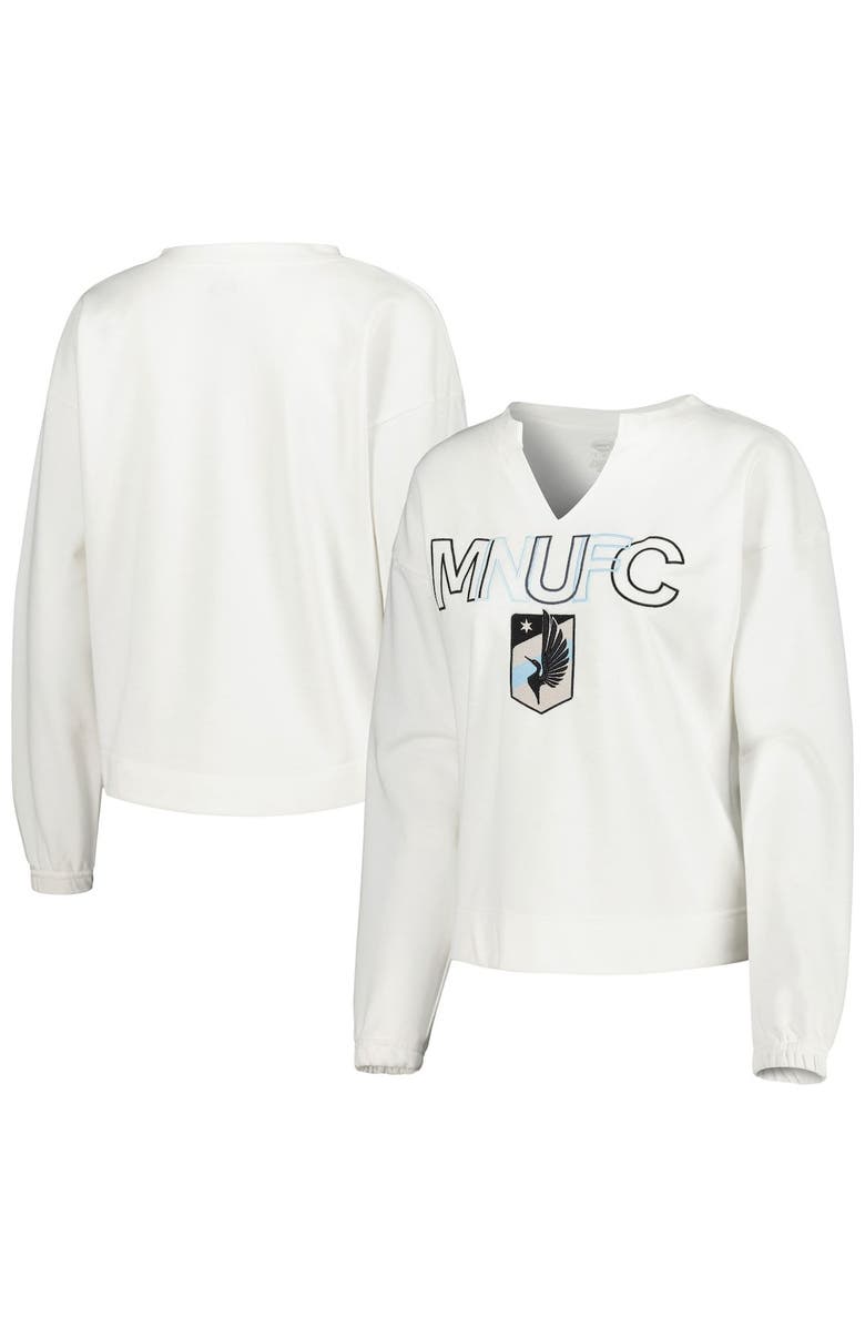 CONCEPTS SPORT Women's Concepts Sport  White Minnesota United FC Sunray Notch Neck Long Sleeve T-Shirt, Main, color, White