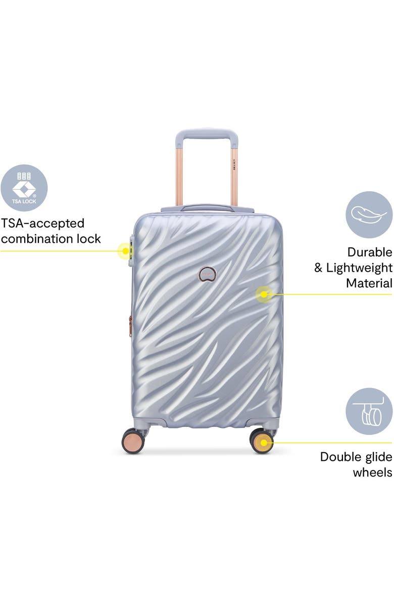 Delsey Paris Alexis Hardside 21-Inch Carry-On Expandable Spinner Luggage, Alternate, color, Platinum/Rose Gold