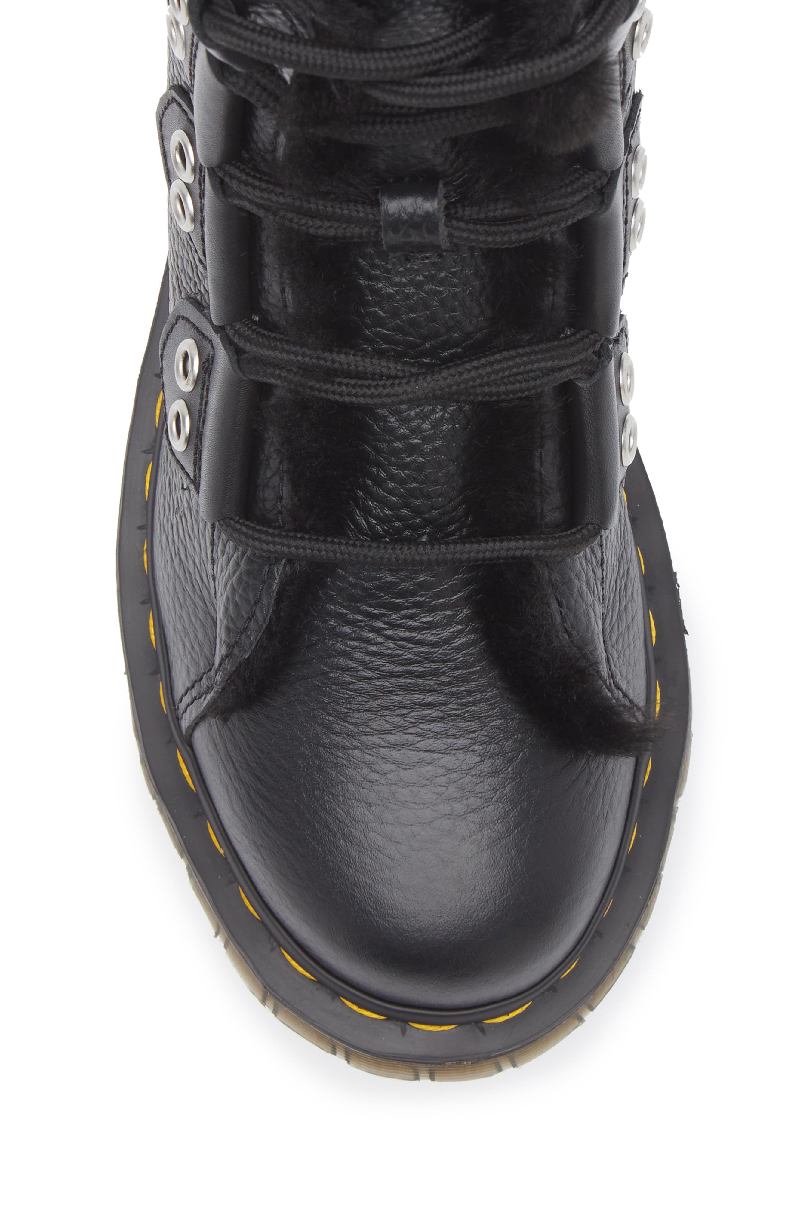 Dr. Martens 1460 Faux Fur Trim Ghillie Boot, Alternate, color, Black